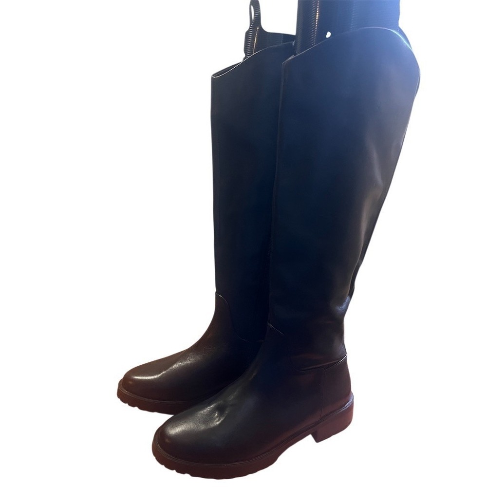 Nordstrom Oliver Black Leather Over the Knee Riding Boots Womens 4.5M Lug Sole